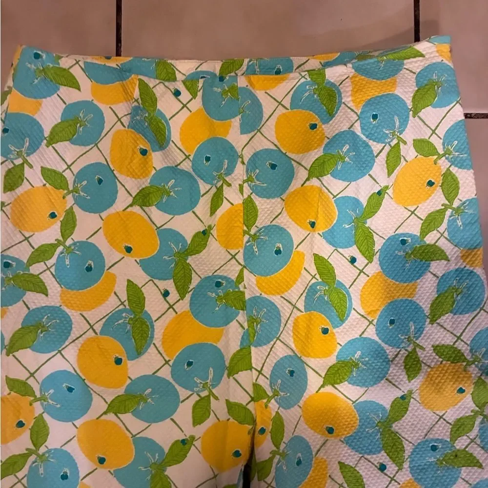 Lilly Pulitzer Vintage Citrus Print Crop Pants - Yellow, Blue & Green - Picture 3 of 6